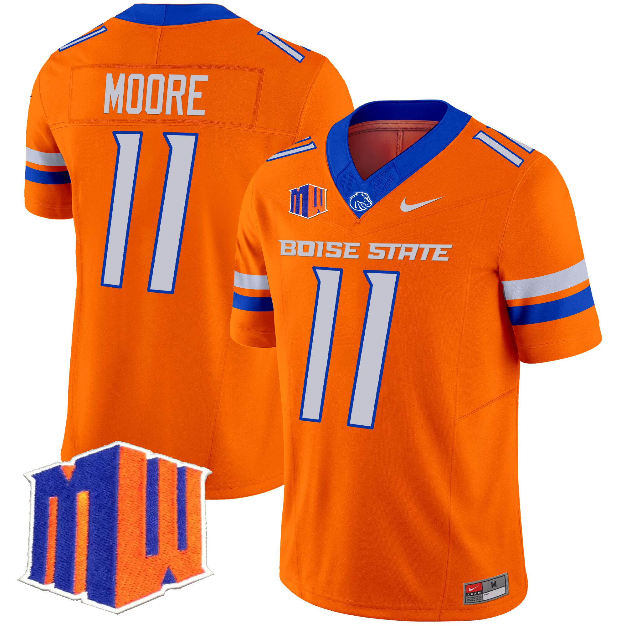 Men Boise State Broncos #11 Moore Orange Nike 2024 Vapor Limited NCAA Jersey style 1